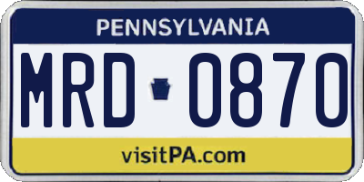 PA license plate MRD0870