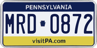 PA license plate MRD0872