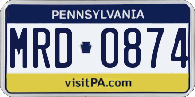 PA license plate MRD0874