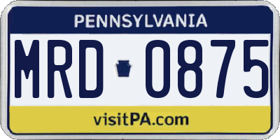 PA license plate MRD0875