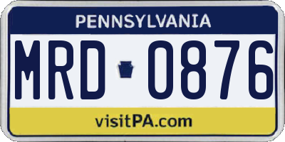 PA license plate MRD0876