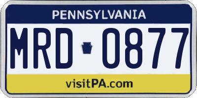 PA license plate MRD0877