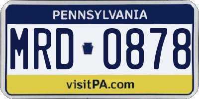 PA license plate MRD0878