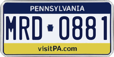 PA license plate MRD0881