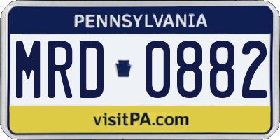 PA license plate MRD0882