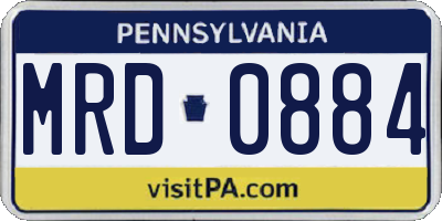PA license plate MRD0884