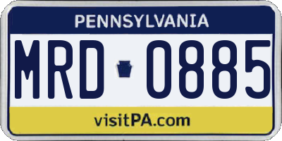 PA license plate MRD0885