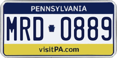 PA license plate MRD0889