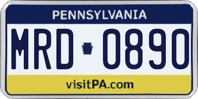 PA license plate MRD0890