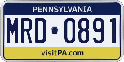 PA license plate MRD0891