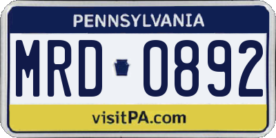 PA license plate MRD0892