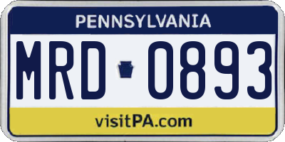 PA license plate MRD0893