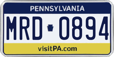 PA license plate MRD0894