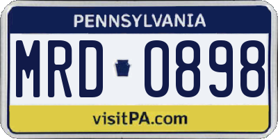 PA license plate MRD0898