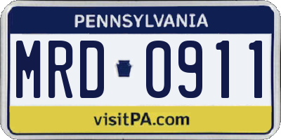 PA license plate MRD0911