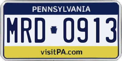 PA license plate MRD0913