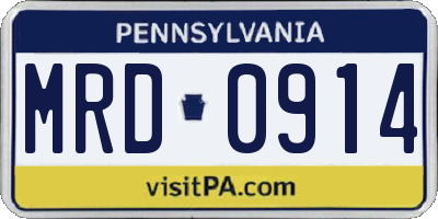 PA license plate MRD0914