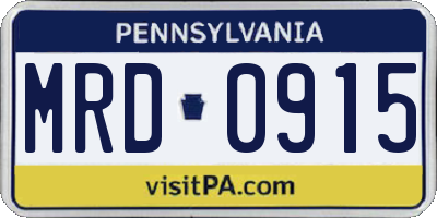 PA license plate MRD0915