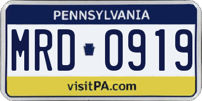 PA license plate MRD0919