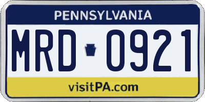 PA license plate MRD0921