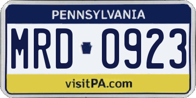 PA license plate MRD0923