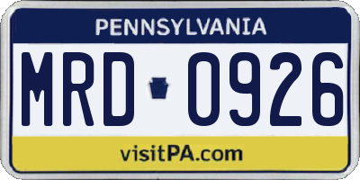 PA license plate MRD0926