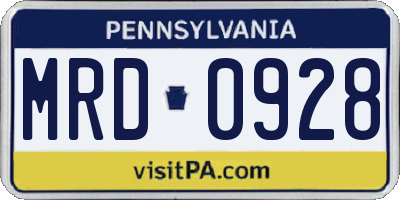 PA license plate MRD0928