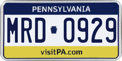 PA license plate MRD0929