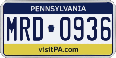 PA license plate MRD0936
