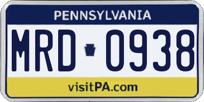 PA license plate MRD0938