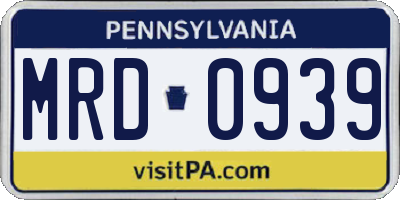 PA license plate MRD0939