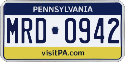 PA license plate MRD0942