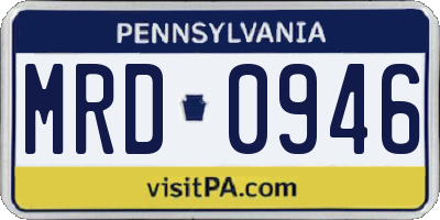 PA license plate MRD0946