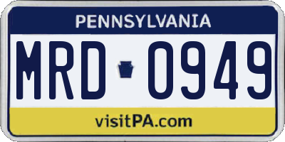 PA license plate MRD0949