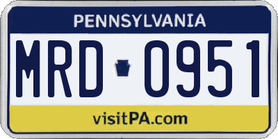 PA license plate MRD0951