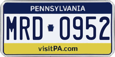 PA license plate MRD0952