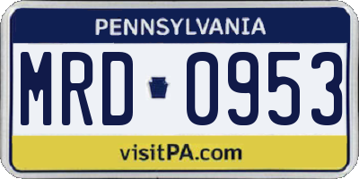 PA license plate MRD0953