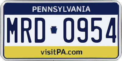 PA license plate MRD0954