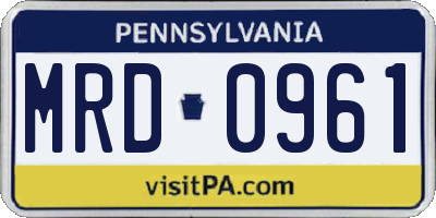 PA license plate MRD0961