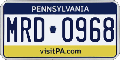 PA license plate MRD0968