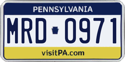 PA license plate MRD0971