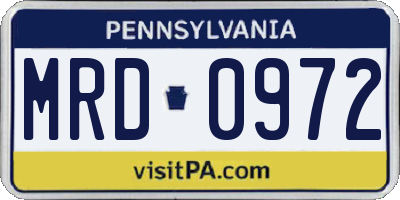 PA license plate MRD0972