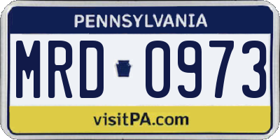 PA license plate MRD0973