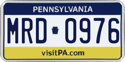 PA license plate MRD0976