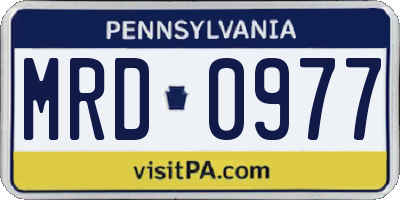 PA license plate MRD0977