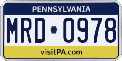 PA license plate MRD0978