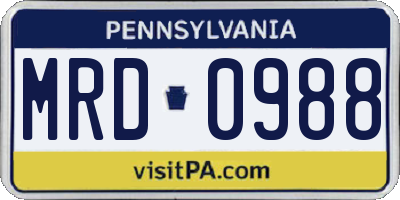 PA license plate MRD0988