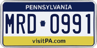 PA license plate MRD0991