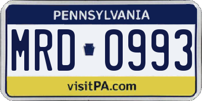 PA license plate MRD0993