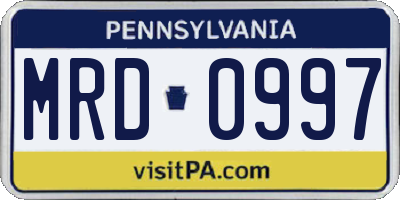 PA license plate MRD0997